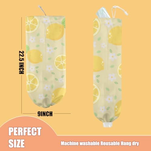 Cute Lemons Plastic Bag Holder, Wall Mount Grocery Bag Holder - Image 2
