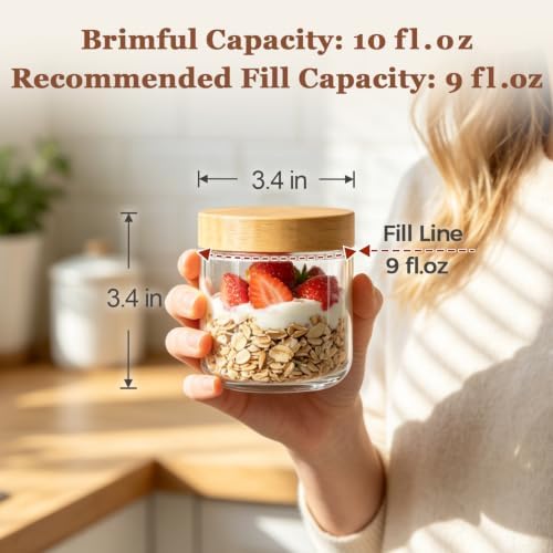 ComSaf Overnight Oats Containers with Lids 10 oz, Small Glass Jars 4 Pack - Image 2