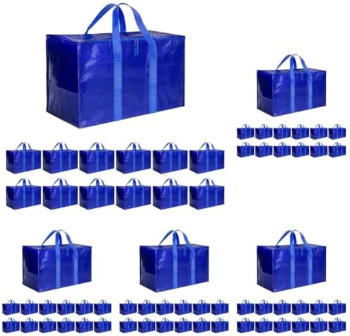 Simple Deluxe Moving Bags, Heavy Duty Storage Totes with Lids, Sturdy Handles& Zipper, Moving_Boxes Alternative, Extra Large, for Clothes Packing, Moving_Supplies, Blue (Pack of 60) by SimpleDeluxe