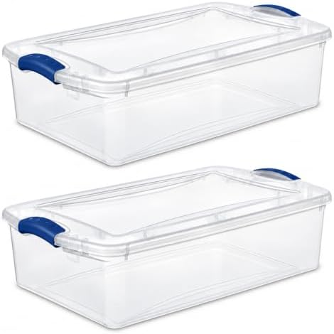 2Pack 32 Qt Medium Latching Storage Bin, Clear by Unknown