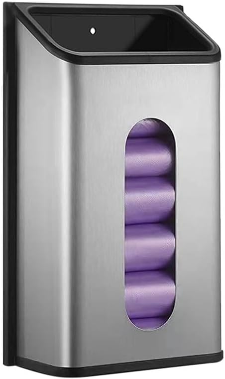 Plastic Bags Holder Grocery Dispenser for Kitchen Trash Bag Storage with Stainless Steel Front, Wall Mounted with Extra Wide Easy Access Openings by BEVANSOL