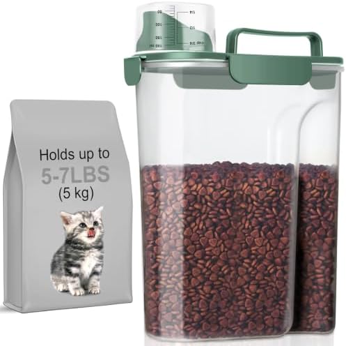 LEAWALK Cat Dog Pet Food Storage Container Up to 5-7Lbs BPA-free-Dark Green by LEAWALK