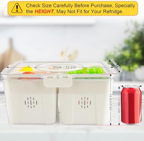 Fruit Storage Containers for Fridge with Lid and Handle, Veggie Tray Bins - Image 3