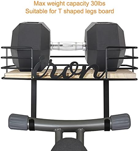 TJ.MOREE Hanger wall mount - Laundry Room Iron and ironing board Holder, Metal with Large Storage Wooden Base Basket and Removable Hooks (Black) - Image 5