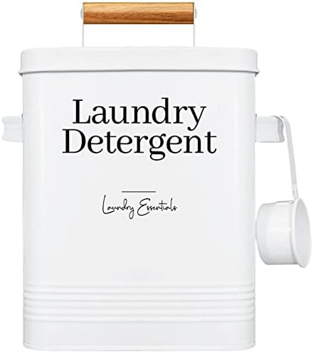 Modern Farmhouse Laundry Detergent Container for Laundry Decor (White) by Simplation-LiveOrganizedStayHappy