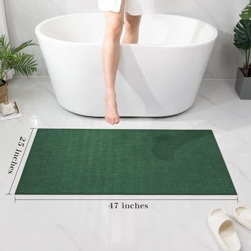 chakme Bathroom Rugs Mat 47x25, Ultra Thin Non Slip Bath Mat Large Quick Dry Absorbent Bath Mat for Bathroom Floor, (Green, 47"x25") - Image 2