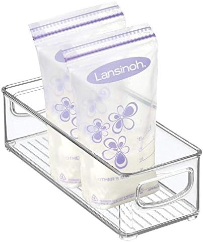 mDesign Small Plastic Nursery Storage Container Bins with Handles for Organization in Cabinet, Closet or Cubby Shelves - Organizer for Baby Food, Bibs, Formula - Ligne Collection - Clear by mDesign