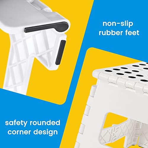 ACSTEP 9 Inch Folding Step Stool for Kids and Adults, Holds 300 lb, White - Image 3