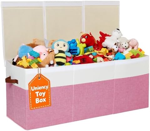 Extra Large Toy Box with Lid,Collapsible Toy Storage Chest Bin,Pink by Uniency