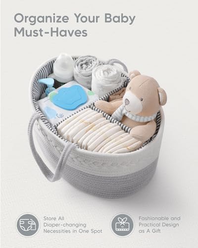 Maliton Cotton Rope Diaper Caddy Organizer - Nursery Storage Caddy, Baby Boy Changing Table Must Have, Perfect - Image 4