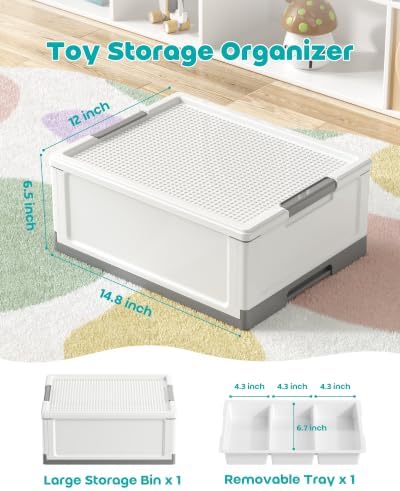 17 QT Storage Box with Building Baseplate Lid and Removable Tray - Image 2