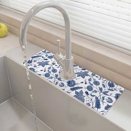 15" X 5.5" Kitchen Sink Splash Guard Faucet Mat Floral Super Absorbent Fast Drying Faucet Guard & Draining Mat Sink Splash Guard Behind Faucet for Kitchen, Bathroom by Unknown