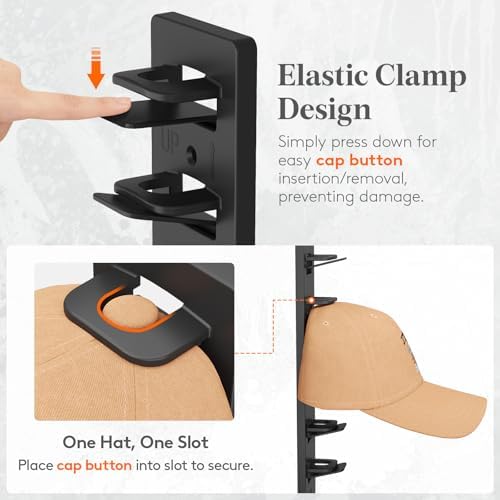 Lifewit Wall-Mounted Hat Organizer, 40 Baseball Caps Storage with Clamps - Image 3