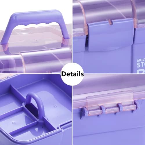 Kinsorcai 11'' Plastic Box Organizer with Removable Tray, Sewing Box Organizer (Purple) - Image 4