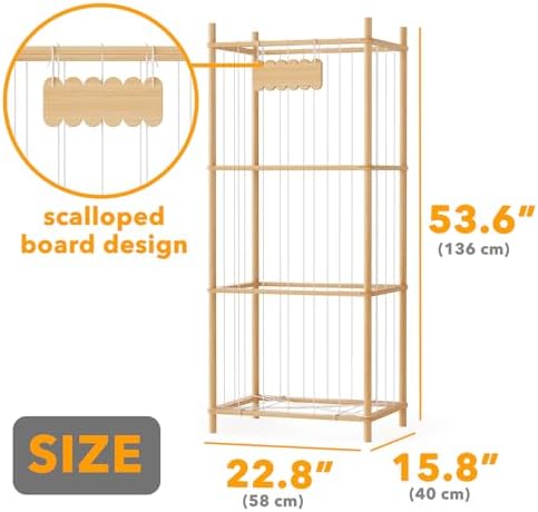 SpaceAid Stuffed Animal Storage Organizer, Wood Animals Zoo Toy Plushies Storage Holder, Large Capacity Plush Toy Cage for Playroom Organization, 22.8" Wide, Natural - Image 4