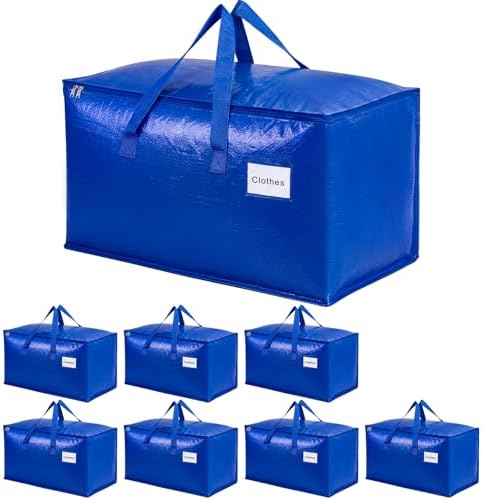 KYODOLED 8 Pack Blue Moving Bags, 24 Gal Large Storage Totes for College by KYODOLED