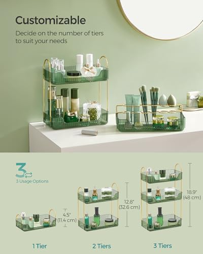 SONGMICS 3-Tier Makeup Organizer, Square, Customizable - Image 3