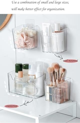 Lae Nuvole 2Pcs Storage Organizer Bins, Wall Shower Toothbrush Caddy, Clear - Image 3