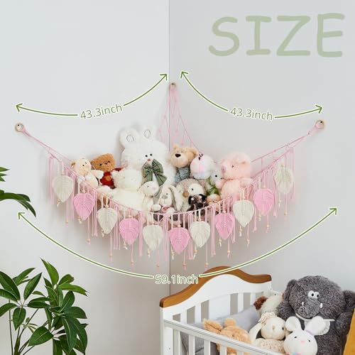Pretty Jolly Stuffed Animal Hammock with Leaf Beads and Tassels - Image 6