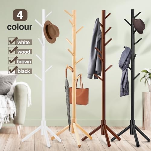 WANGMUXIA Coat Rack, Freestanding Coat Rack with 8 Hooks and 3 Adjustable Size Tree Coat Racks for Bedroom, Hallway, Entrance, Office, for Hats, Coats, Scarves, Handbags - Image 7