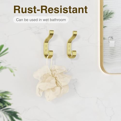 Coat Hooks Wall Mount,Heavy Duty Wall Hooks for Backpack,Towel,Gold 6 Pack - Image 7