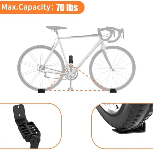 WALMANN 3-Pack Bike Pedal Hanger Wall Mount Heavy Duty Horizontal Bike Rack - Image 5