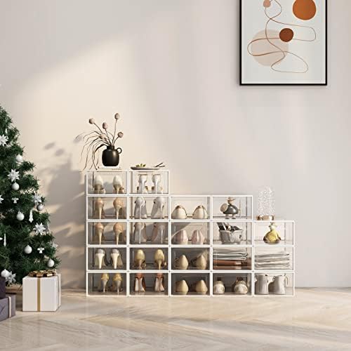 XX-Large Shoe Storage Boxes 12 Pack, Clear Stackable Shoe Organizer - Image 6