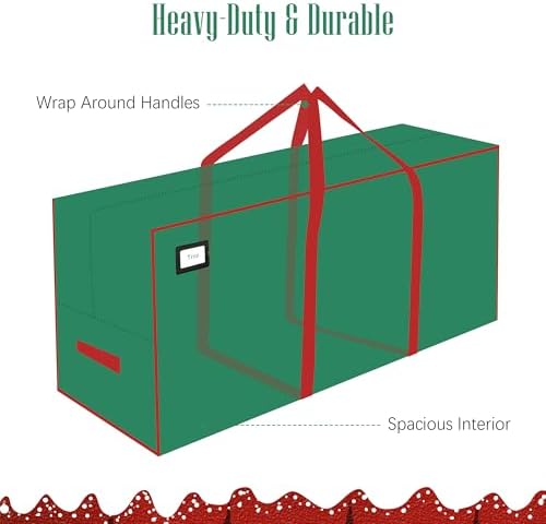 Cosy Family 7.5 ft Christmas Tree Storage Bag - Durable Heavy Duty Extra Large Artificial Xmas Holiday Tree Bag with Reinforced Handles and Dual Zippers Wide Opening - Green - Image 4