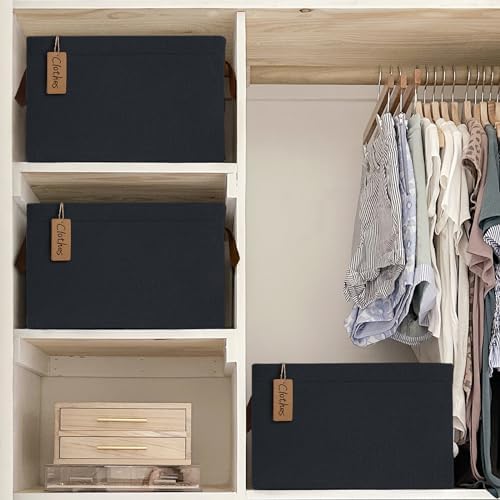 CHICVITA 30L Large Fabric Closet Bins for Shelves, 2Pack, Black - Image 2