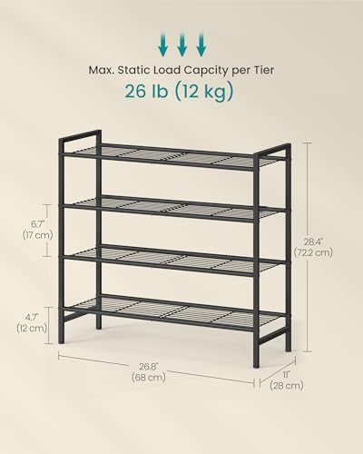 SONGMICS 4-Tier Metal Shoe Rack, Vertical Shelf, Holds up to 20 Pairs - Image 2