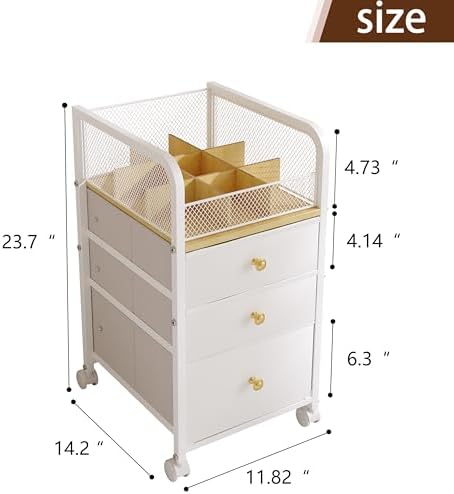 Rolling Makeup Organizer Cart with Drawers Under Desk Storage for Vanity - Image 2