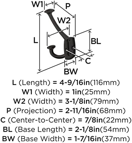 Amerock Vicinity Triple Prong Oil-Rubbed Bronze Wall-Mounted Hook - Image 4