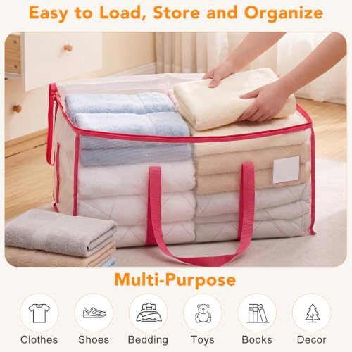 6 Pack 93L Extra Large Heavy Duty Clear Moving Bags 200LBS, Pink Edges - Image 3