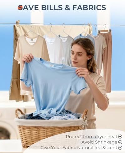 Retractable Clothesline 2X16.7 ft – Heavy-Duty 44 lb, Rust-Proof Stainless Steel, Wall-Mounted Indoor/Outdoor Clothes Line, Easy Install for Bathroom, Balcony & Apartment - Image 5