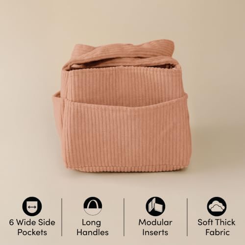 PUTSKA Baby Diaper Caddy Organizer, Nursery Basket, Terracotta Corduroy - Image 5