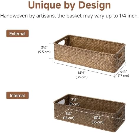 StorageWorks Wicker Seagrass Baskets, Toilet Basket Tank Topper, Brown - Image 7