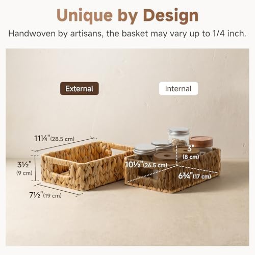StorageWorks Small Wicker Baskets for Shelves, Shallow Baskets, 2-Pack - Image 3