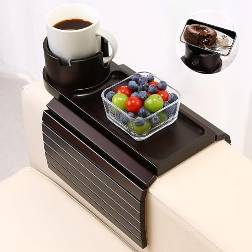 Couch Cup Holder with Phone Stand, Couch Arm Tray for Armrests Over 4.9" by AISONGDONG