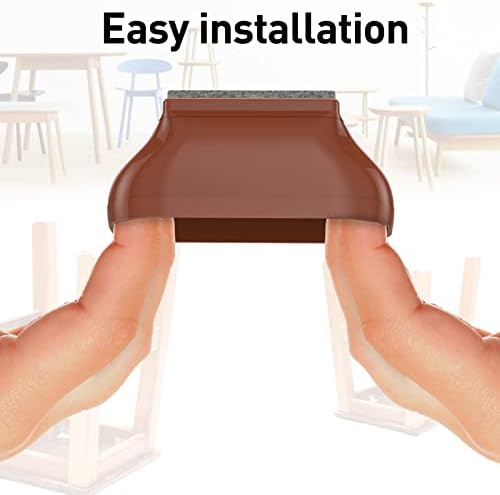 3/4" x 1 1/2" Rectangle Chair Leg Floor Protectors for Hardwood Floors Silicone Covers to Protect Wood Tile Floors Felt Pads Furniture Leg Caps Reduce Noise. Easy to Move.16 PCS Brown. - Image 3