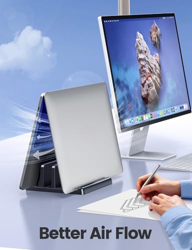 Vaydeer Vertical Laptop Stand for Desk,Dual Slots Plastic Laptop Holder with Space Saving 4-in-1 Design,Adjustable Laptop Organizer Storage Supports for MacBook,Mac,HP,Dell,Microsoft Surface,Lenovo - Image 4