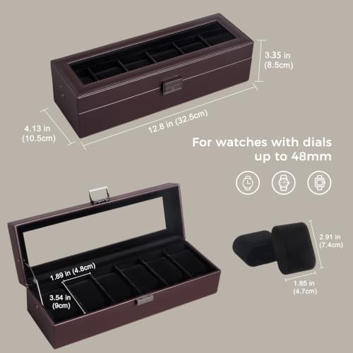 ProCase 6 Slots Watch Case Box for Men -Espresso Black - Image 5