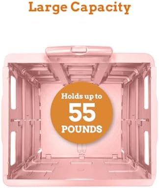 Inspired Living Ultra-Slim Rolling Collapsible Storage Pack-N-Roll Utility-carts, with Telescopic Handle, for Home, Garden, Shopping, Office, School use, Medium, Raspberry Pink - Image 3