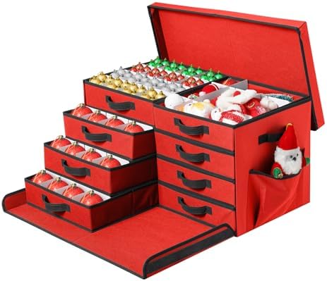Christmas Ornament Storage Box ,8 Trays,128-3" Holiday Ornament Container by Peyulia