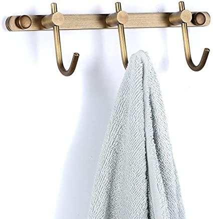 WINCASE Antique Brass Towel Hook Rack, Brushed Wall Hooks with 3 Hooks - Rustic Bath Coat Hook Holders by WINCASE