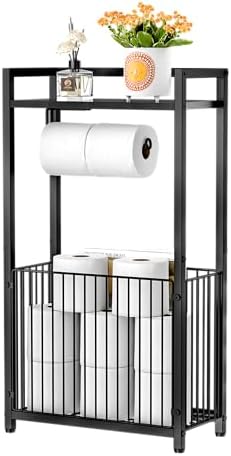 Freestanding Toilet Paper Holder with Storage Shelf - Larger Size by X-cosrack