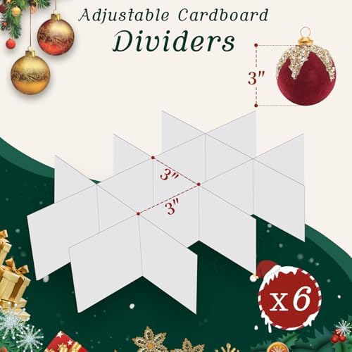 Christmas Ornament Storage Box with Adjustable Dividers Zippered Top Stores up to 72 Holiday Ornaments (3 Inch) Xmas Ball Decorations Organizer Storage Container Bin - Image 3