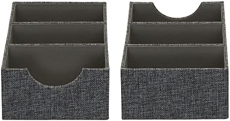 Household Essentials Organizer Tray Accessory in Fabric‑Covered Sturdy Drawer Organizer with Three Compartments, Graphite Gray, Set of 2 - Image 6