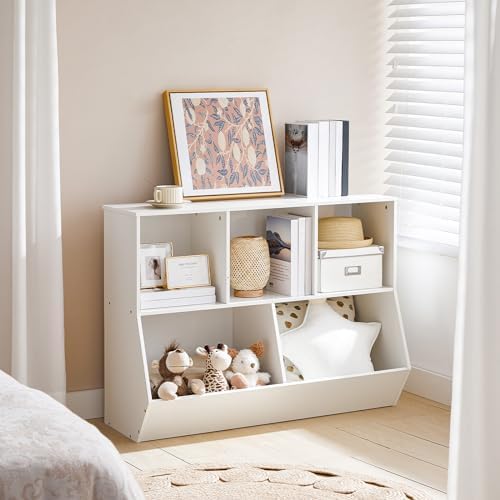 HOOBRO Kids Bookshelf - 39.4" L Toy Storage Cabinet, Bookcase Footboard, Cubby Shelf, Fit for Children's Room, Playroom, Hallway, Kindergarten, White WT132CW01 - Image 5