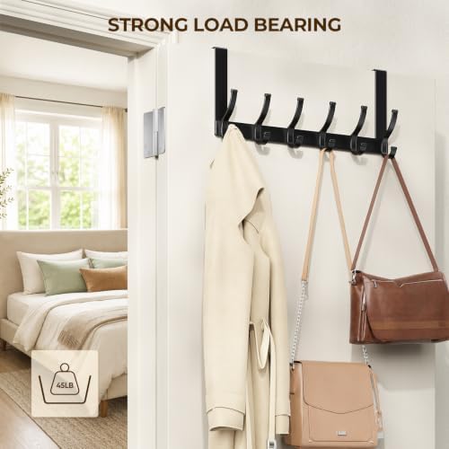 Optish Over The Door Hooks, Door Hanger Hooks for Hanging, Over The Door Towel Racks for Bathroom, Coat Rack Door Towel Hanger Towel Hooks (1Pack, Black) - Image 3