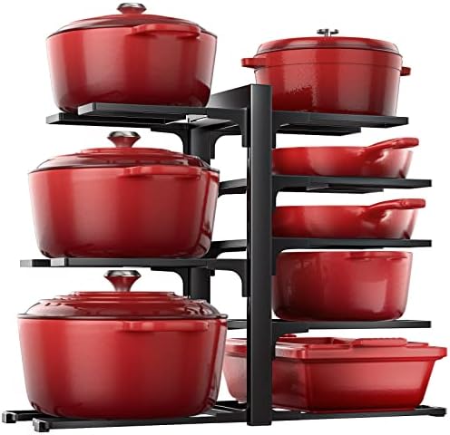 ORDORA Pots and Pans Organizer Under Cabinet 15.8", 8-Tier Adjustable Black by ORDORA